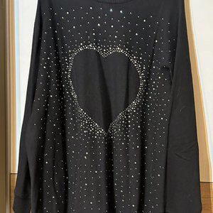 Bpc Longline Sparkly Heart Design Longline Jumper Size L